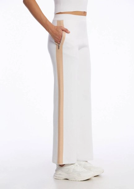 ORGANIC COTTON WHITE BEIGE KNIT PANTS - 3