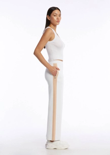 ORGANIC COTTON WHITE BEIGE KNIT PANTS - 4