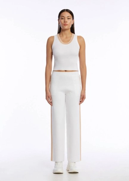 ORGANIC COTTON WHITE BEIGE KNIT PANTS - 2