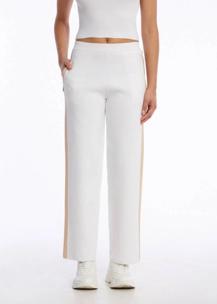 ORGANIC COTTON WHITE BEIGE KNIT PANTS - 1