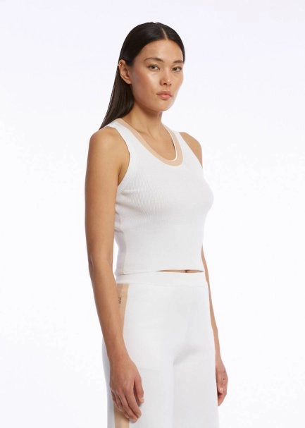 ORGANIC COTTON WHITE BEIGE KNIT TOP - 3