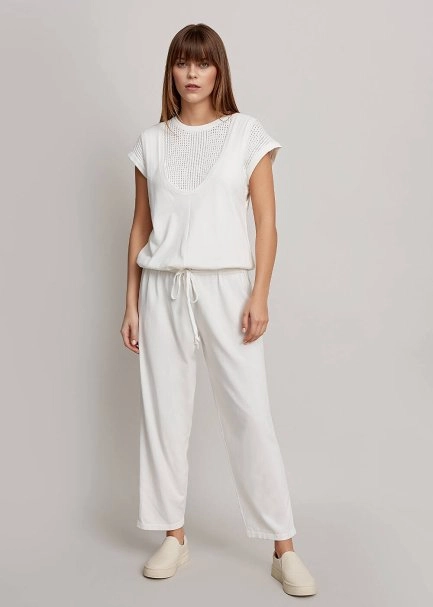 Organic Cotton White Knit Jumpsuit - 1