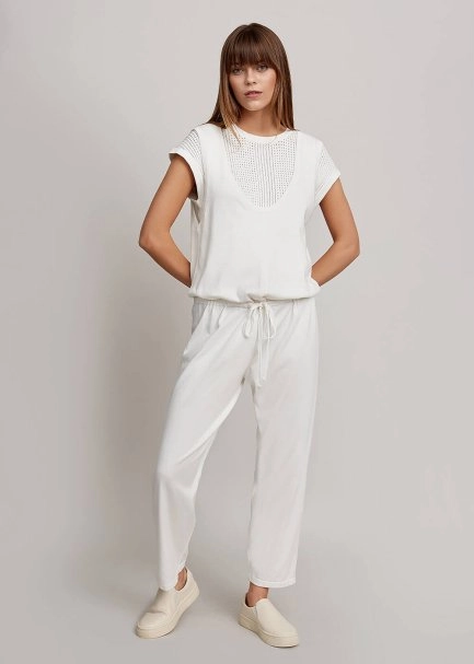 Organic Cotton White Knit Jumpsuit - 2
