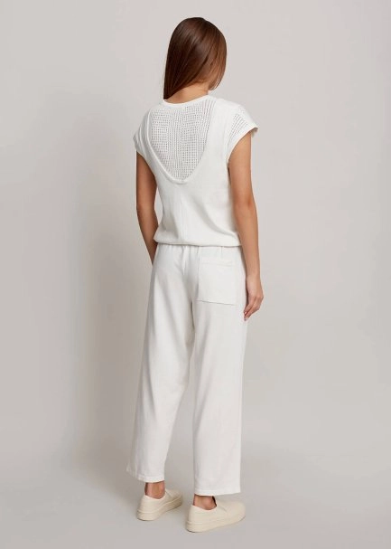 Organic Cotton White Knit Jumpsuit - 3