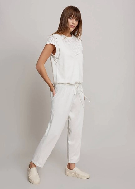 Organic Cotton White Knit Jumpsuit - 4