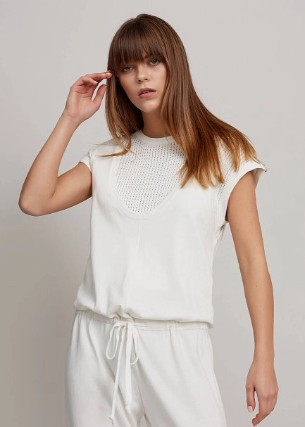 Organic Cotton White Knit Jumpsuit - 5