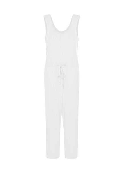 Organic Cotton White Knit Jumpsuit - 6