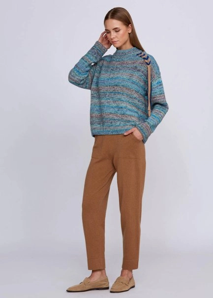 Organic Cotton Wool Blend Blue Knit Sweater - 2