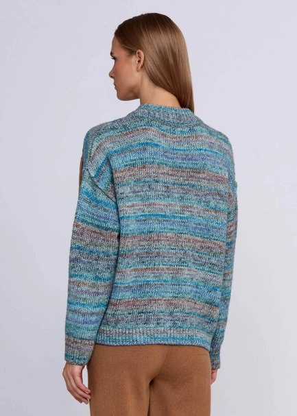 Organic Cotton Wool Blend Blue Knit Sweater - 3