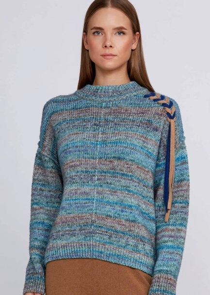 Organic Cotton Wool Blend Blue Knit Sweater - 6