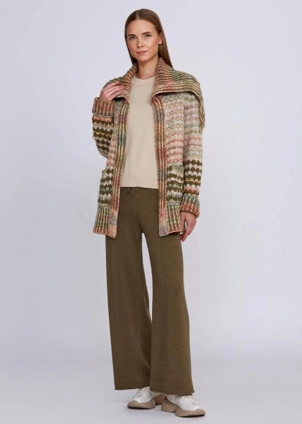 Organic Cotton Wool Blend Fringe Neck Multıcolor Cardigan - 5