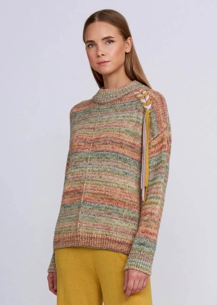 Organic Cotton Wool Blend Multıcolor Knit Sweater - 4