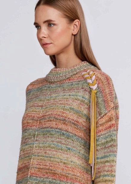 Organic Cotton Wool Blend Multıcolor Knit Sweater - 7