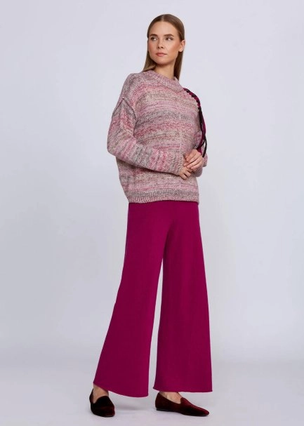 Organic Cotton Wool Blend Pink Knit Sweater - 2