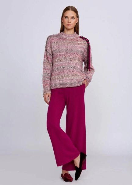 Organic Cotton Wool Blend Pink Knit Sweater - 5