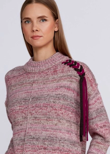 Organic Cotton Wool Blend Pink Knit Sweater - 7
