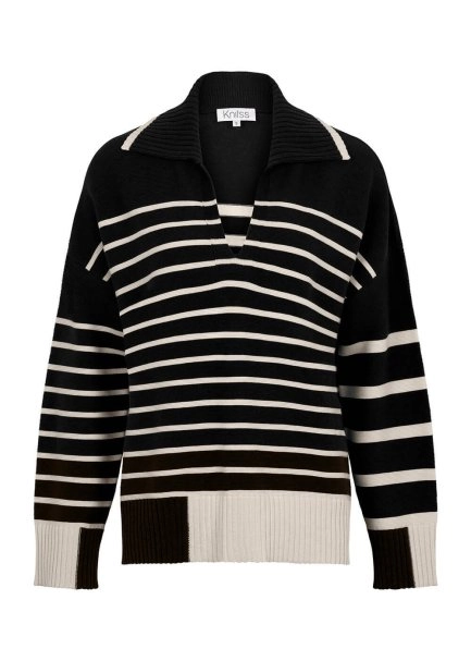 Organic Cotton Wool Blend Stripes Navy Knit Top - 6