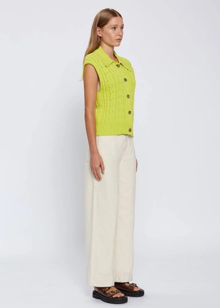 ORGANIC PAMUK JEWEL BUTTONS LIME KNIT TOP - 4