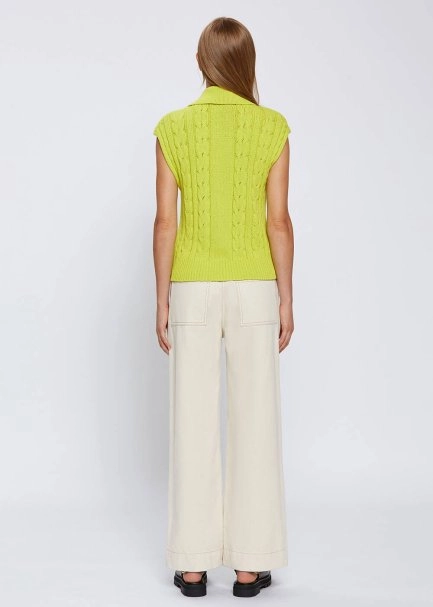 ORGANIC PAMUK JEWEL BUTTONS LIME KNIT TOP - 5