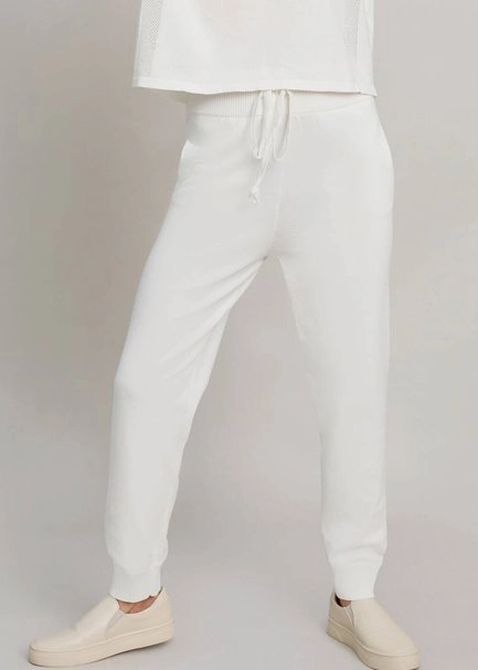 Organik Pamuk Beyaz Triko Jogging Pantolon - 7