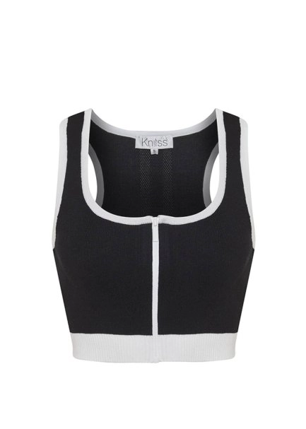 Organik Pamuk Crop Siyah Triko Üst - 6