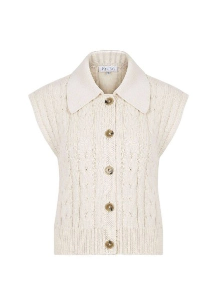 Organik Pamuk Düğme Kapamalı Krem Triko - 6