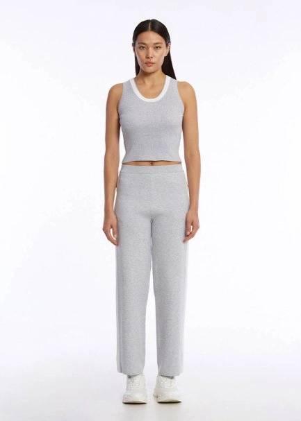 Organik Pamuk Gri Beyaz Triko Üst - 2