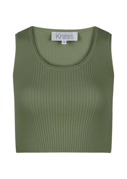 Organik Pamuk Haki Crop Triko Üst - 6