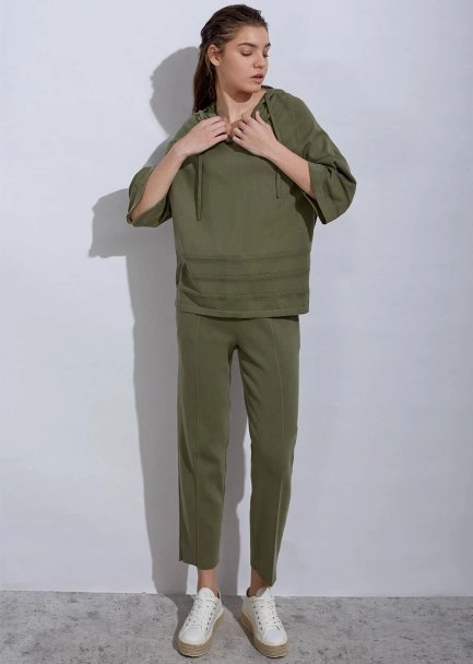 Organik Pamuk Haki Triko Üst - 2