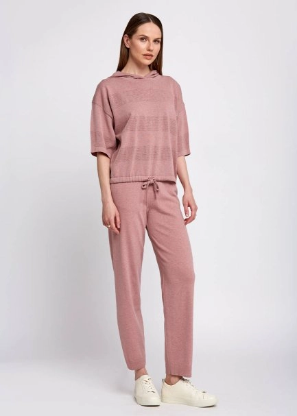 Organik Pamuk Kapüşonlu Lila Triko - 2