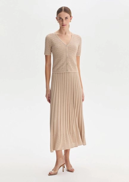 Organik Pamuk Karışımlı Bej Triko Hırka - 2