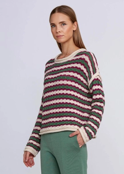 Organik Pamuk Karışımlı Oversıze Yeşil Ekru Triko - 4