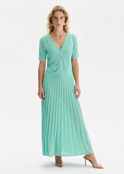 Organik Pamuk Karışımlı Su Yeşili Triko Hırka - 2