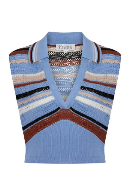 Organik Pamuk Keten Karışımlı Mavi Triko Üst - 6