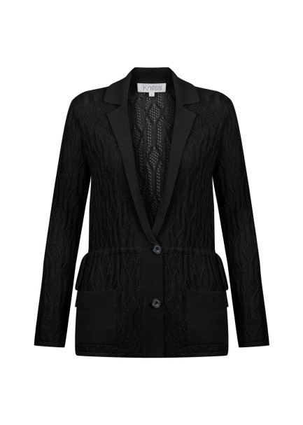 Organik Pamuk Keten Karışımlı Siyah Triko Ceket - 8