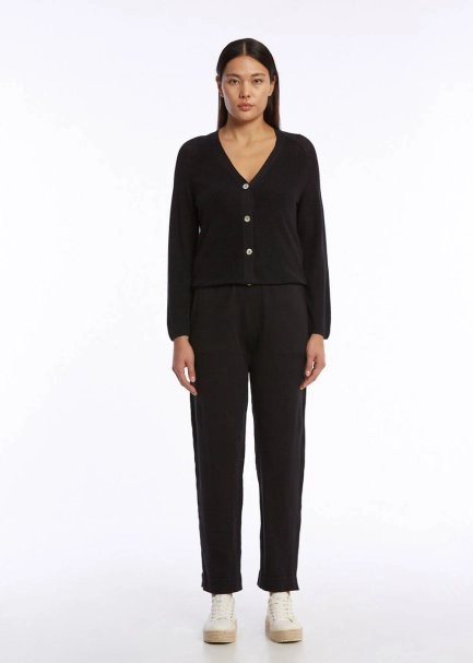 Organik Pamuk Keten Karışımlı Siyah Triko Hırka - 2