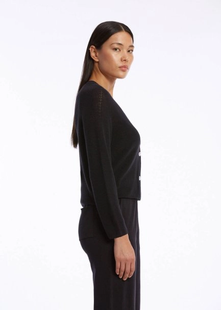 Organik Pamuk Keten Karışımlı Siyah Triko Hırka - 3