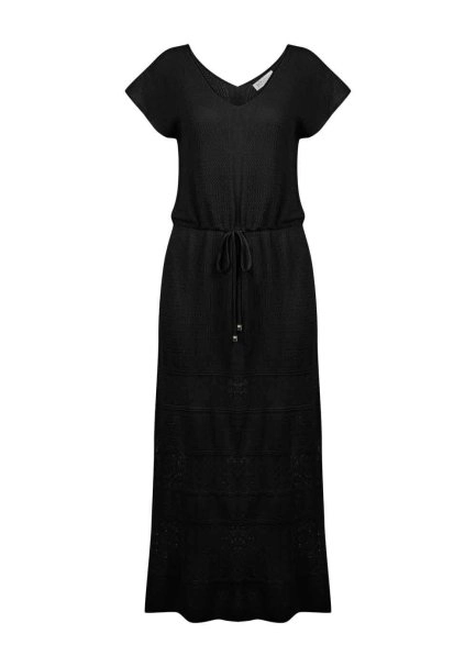 Organik Pamuk Keten Karışımlı Triko Elbise Siyah - 6