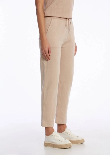 Organik Pamuk Keten Karışımlı Triko Pantolon Bej - 3