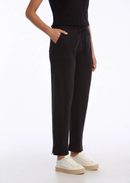Organik Pamuk Keten Karışımlı Triko Pantolon Siyah - 3