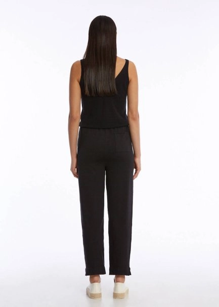 Organik Pamuk Keten Karışımlı Triko Pantolon Siyah - 5