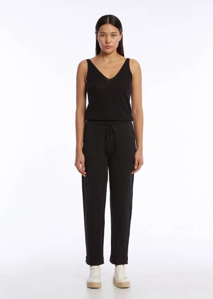 Organik Pamuk Keten Karışımlı Triko Pantolon Siyah - 2