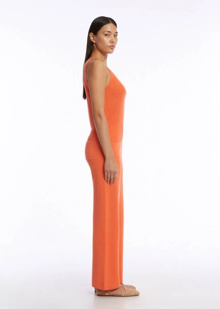 Organik Pamuk Keten Karışımlı Triko Üst Turuncu - 4