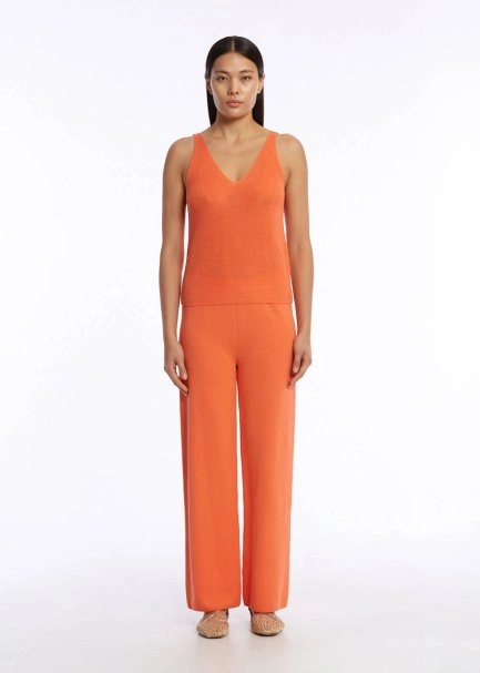 Organik Pamuk Keten Karışımlı Triko Üst Turuncu - 2