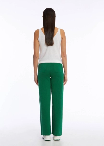 Organik Pamuk Keten Karışımlı Yeşil Triko Pantolon - 5