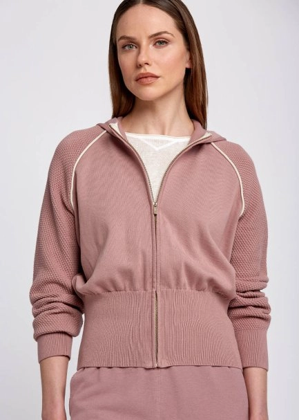 Organik Pamuk Kontrast Detaylı Lila Triko Ceket - 6