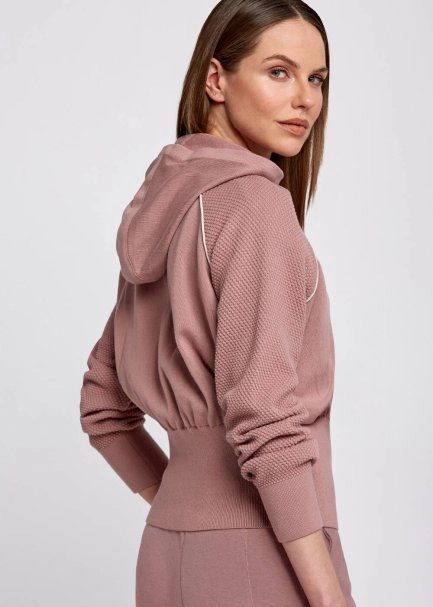 Organik Pamuk Kontrast Detaylı Lila Triko Ceket - 7