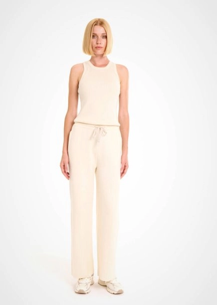 Organik Pamuk Krem Loungewear Triko Pantolon - 2