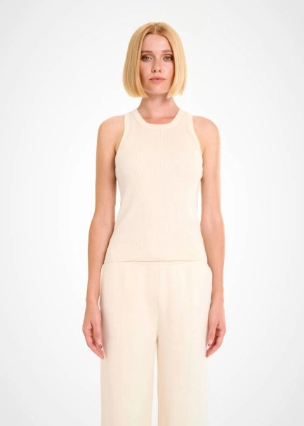 Organik Pamuk Krem Loungewear Triko Üst - 1