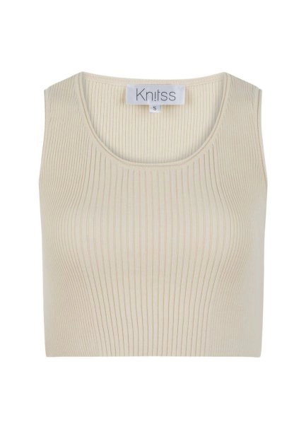 Organik Pamuk Krem Rengi Crop Triko Üst - 7